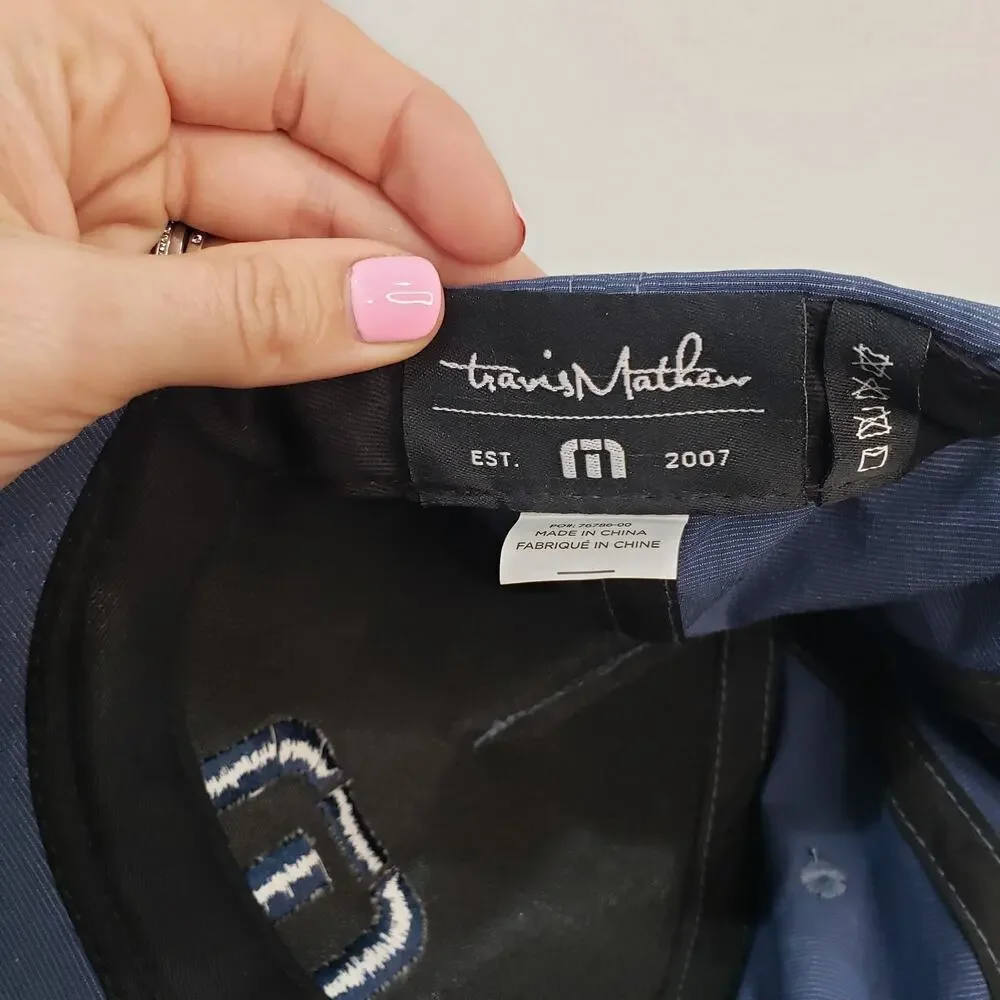 TravisMathew Blue Adjustable Snapback Hat Golf Casual EUC